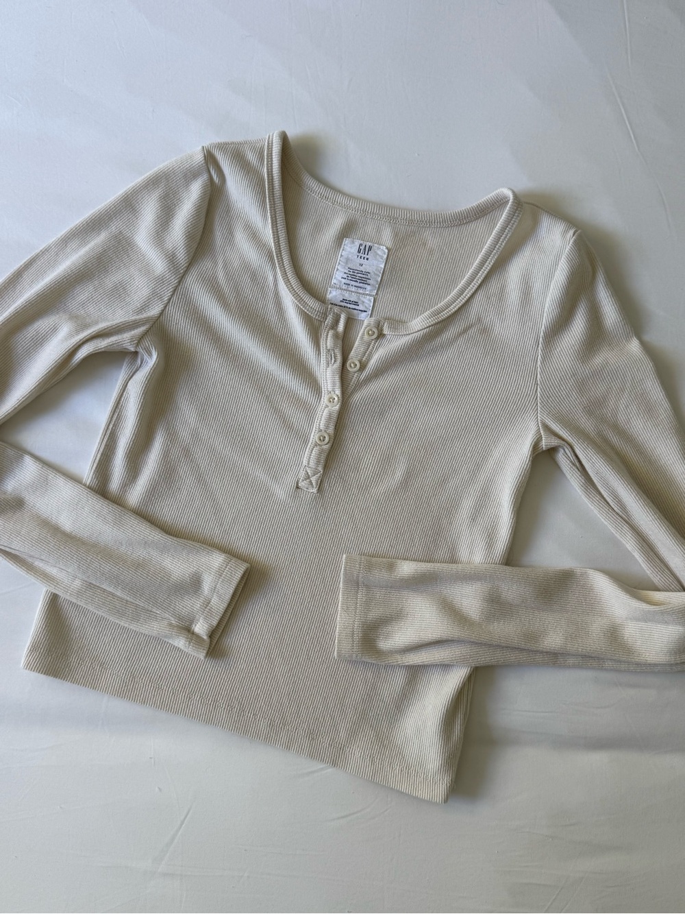 GAP Ribbed Long Sleeve Top - Cream